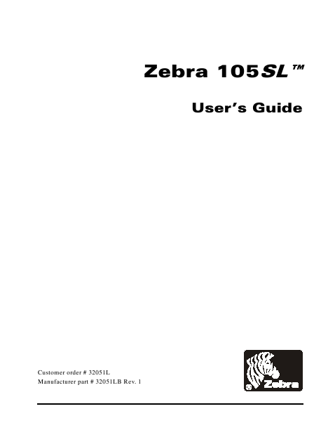 Zebra User's Guide Printer 105SL