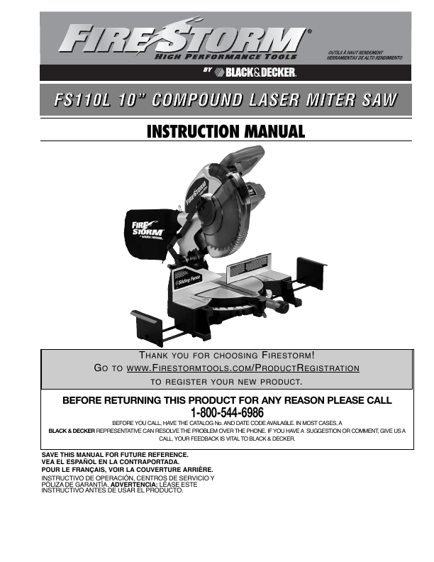 BLACK & DECKER FIRESTORM 90502477 INSTRUCTION MANUAL Pdf Download