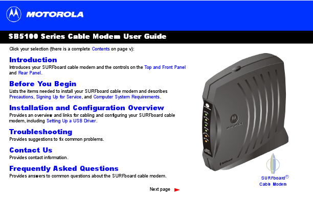 Motorola Cable Modem User Guide Type:MANUAL Download