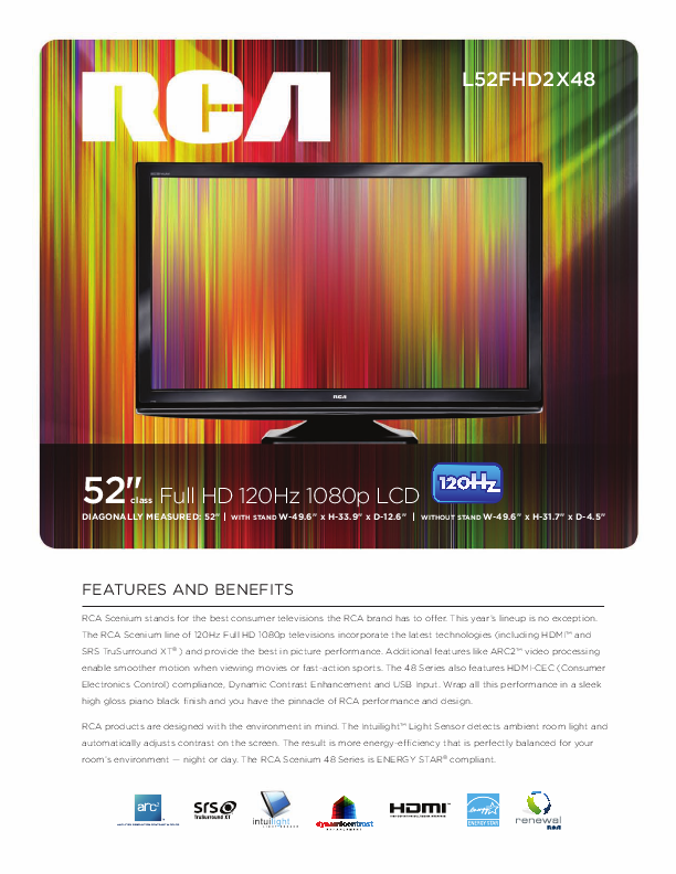 Rca Television Manual 20F512t Tru Flat