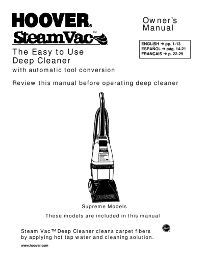 hoover vacuum instruction manual