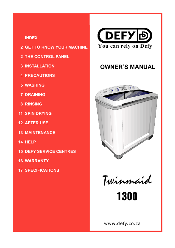 defy washing machine service