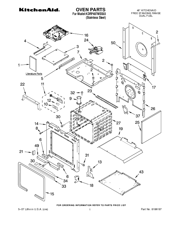 kitchenaid manual on Kitchenaid Free Standing Range Oven Parts Manual   Manualsonline Com