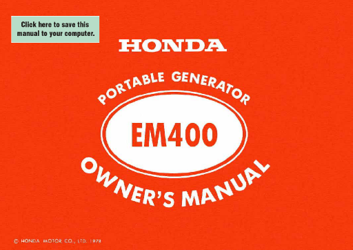 Honda em400 generator shop manual #2