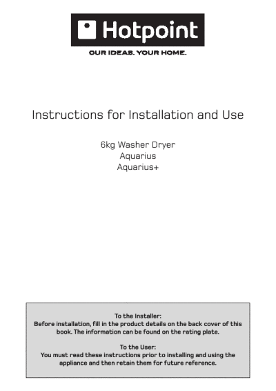 hotpoint wdl520 instruction manual