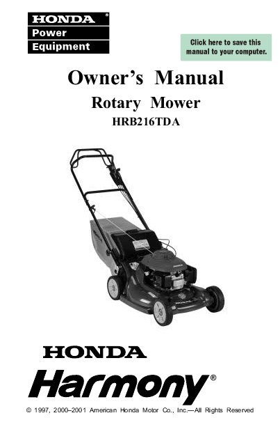Honda lawn mower manual download
