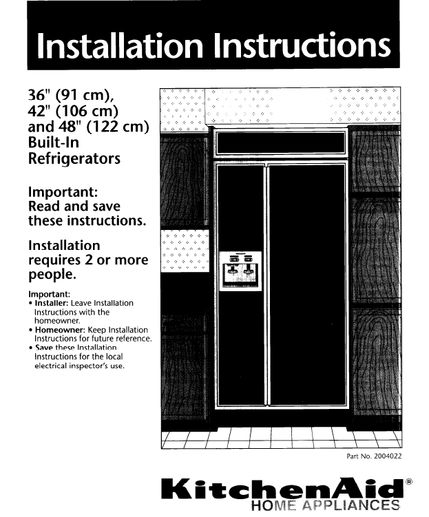 kitchenaid refrigerator instruction manuals