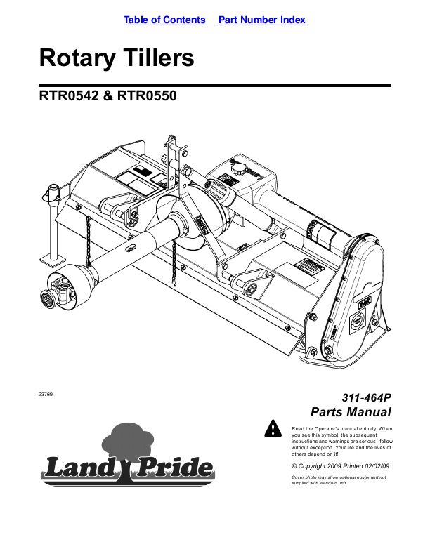 Land Pride Rotary Tillers Parts Manual