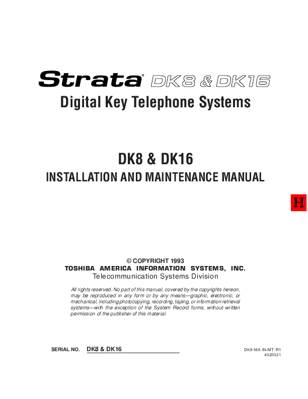 Toshiba Strata VIe Key Telephone System -.