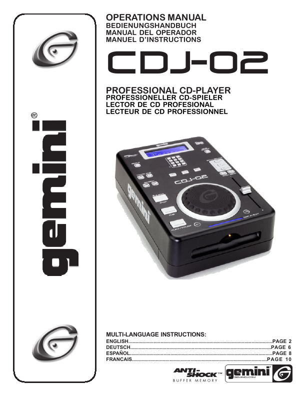 Gemini Cdj 02 Manual