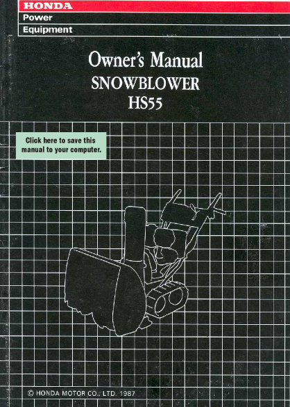 Additional Honda Automobiles HS55 Snow Blower Literature