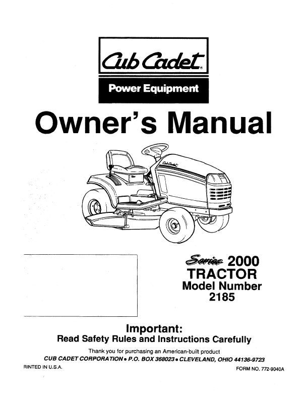 Cub Cadet Mower Manual