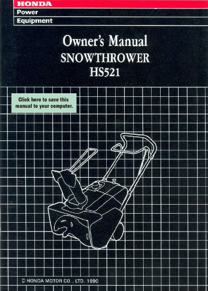 Honda snowblower hs521 manual