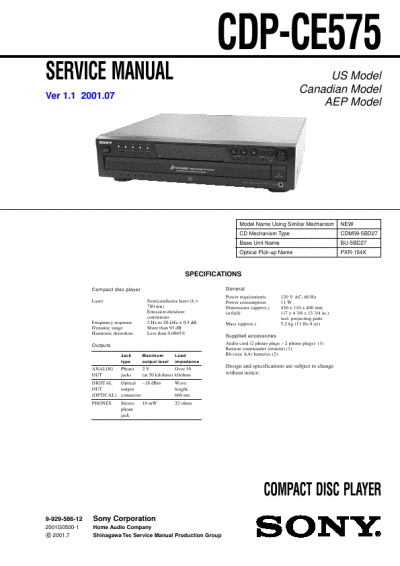 installation manual sony compact disc player