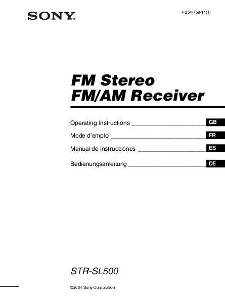 sony fm am receiver owners manual