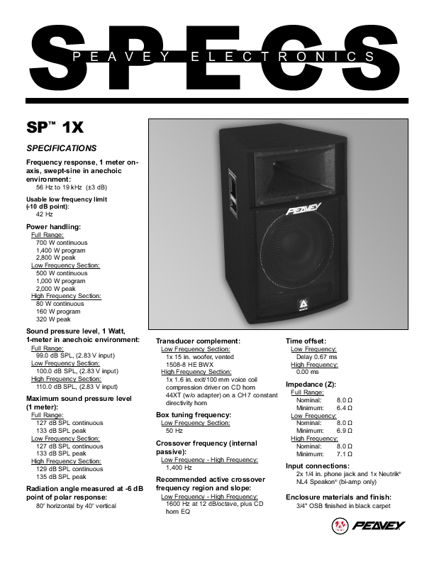 Peavey sp1x sales