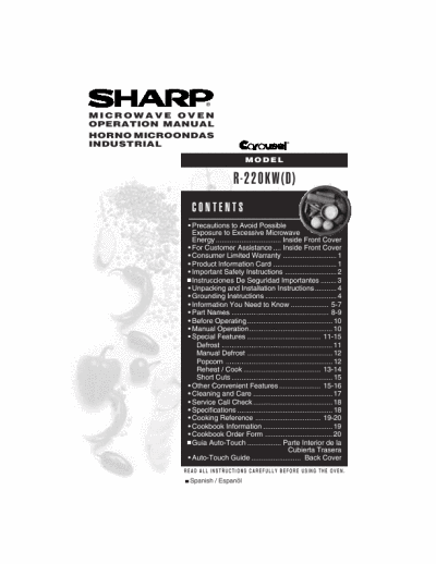 sharp microwave owners manual