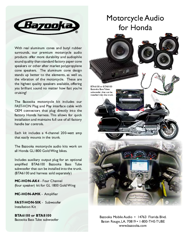 Bazooka bass tube wiring instructions – Car audio systems