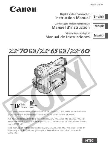 canon zr65 camcorder manual