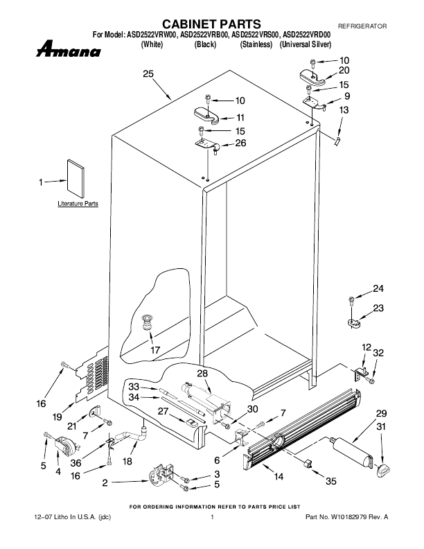 Amana Refrigerator Parts List