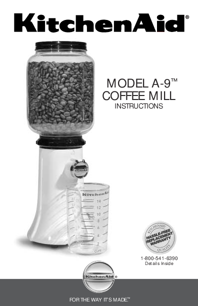 kitchenaid coffee grinder on Kitchenaid Coffee Grinder User Manual   Manualsonline Com