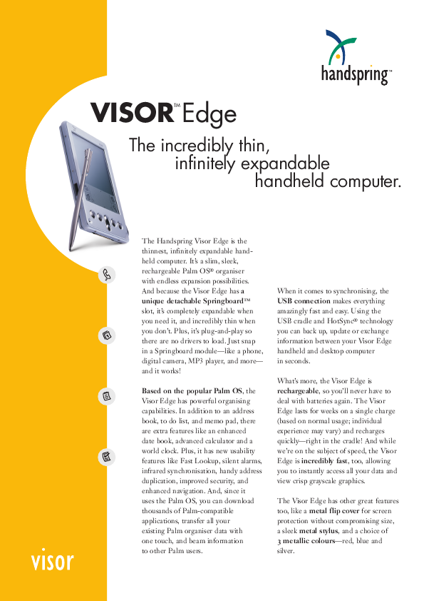Handspring Visor Edge Pocket PC User Manual