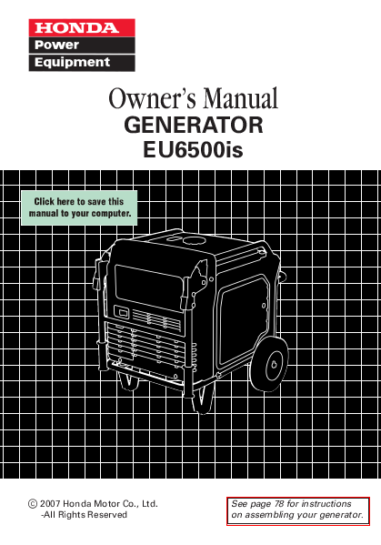 Honda eu6500is owners manual #2