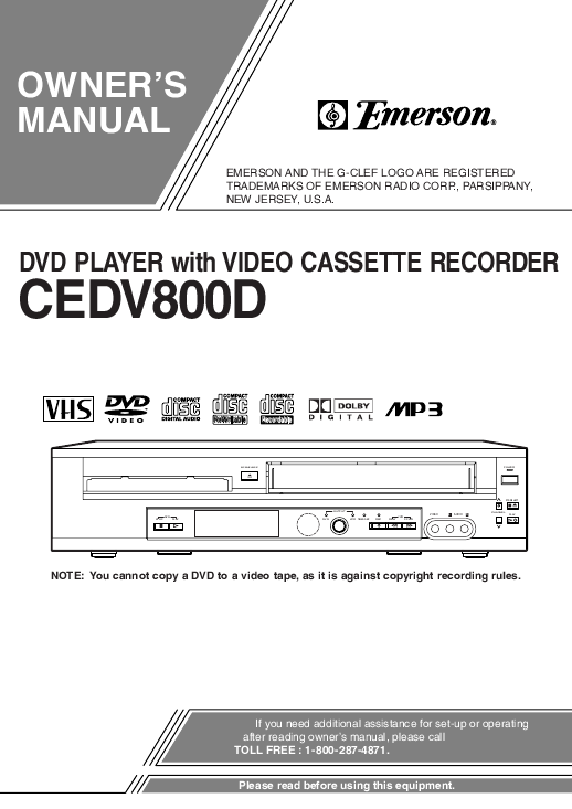 emerson dual dvd model ewr20v5 manual