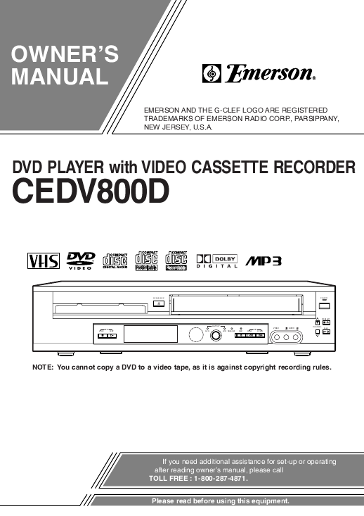 emerson dvd vcr manuals