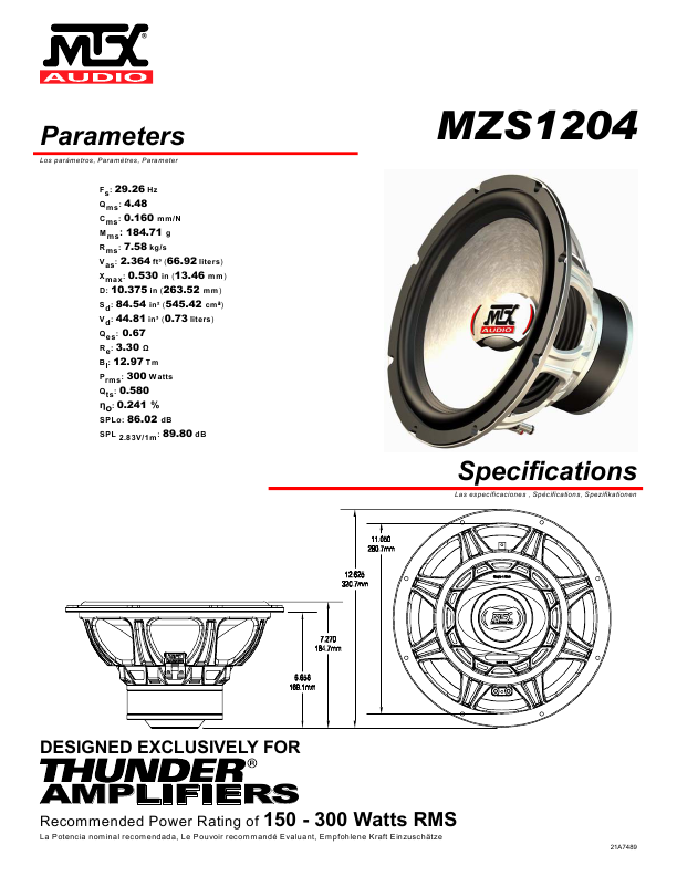 mtx mxs 1204 subwoofer