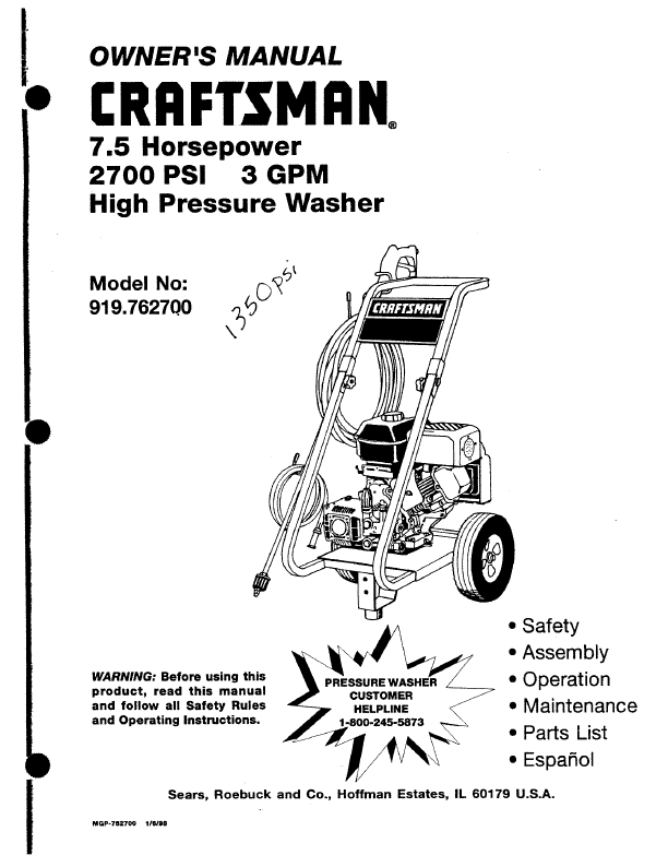 Download Craftsman 315.17461 Owners Manual Free 