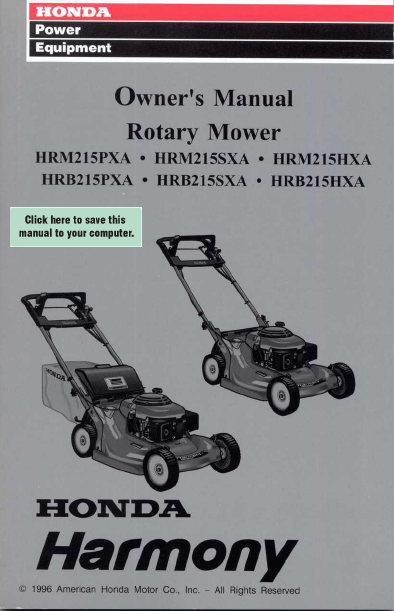 Honda harmony 1011 lawn mower manual #6