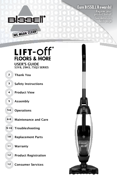 bissell lift off manual