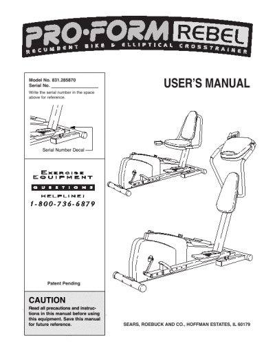 proform recumbant bike manual