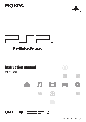 Playstation Portable Instruction Manual PSP-1001 SONY
