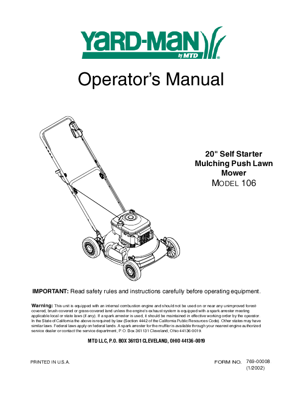 manual lawn man yard mower operating