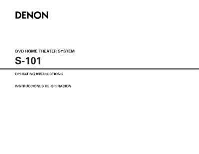Denon Home Theater System on Denon Dvd Home Theater System Operating Instructions S 101
