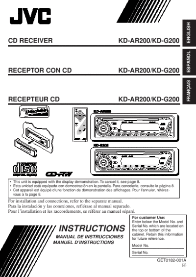 jvc car stereo manuals kd-200