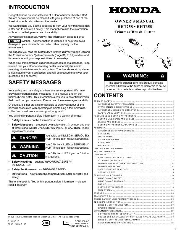 honda brushcutter demeanor