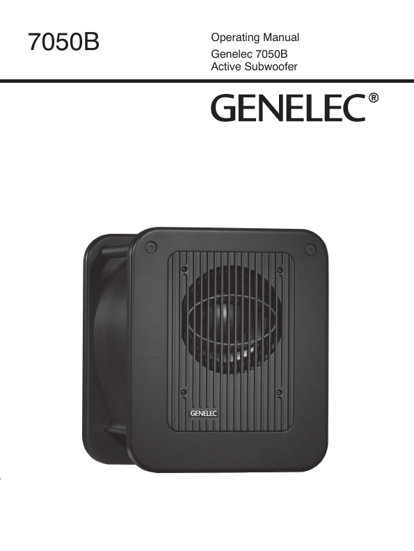 Genelec Active Subwoofer Operating Manual 7050B