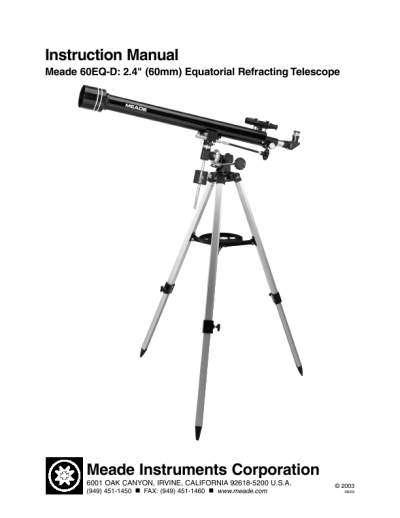 Meade Telescope 50 Az-t User's Guide 