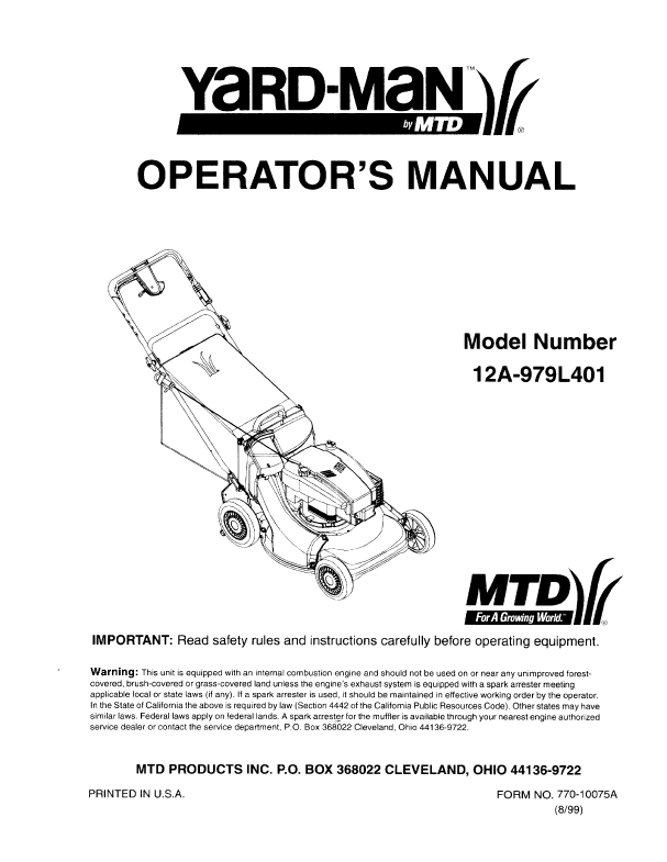 yardman lawnmower manual