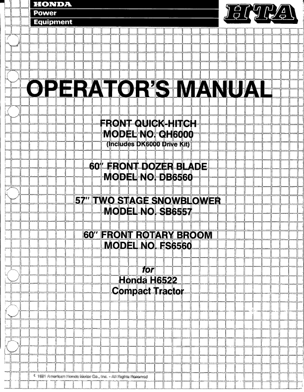 Honda 6522 tractor manual