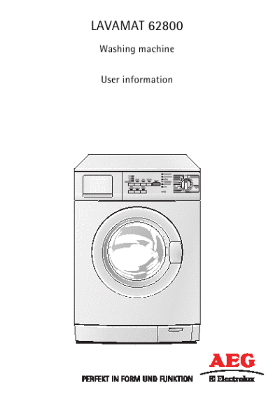 Electrolux Washing machine User information LAVAMAT 62800