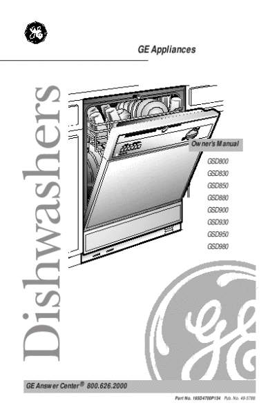 manual ge dishwasher