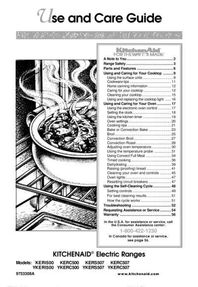 Kitchen  Ranges on Kitchenaid Electric Ranges Use And Care Guide   Manualsonline Com