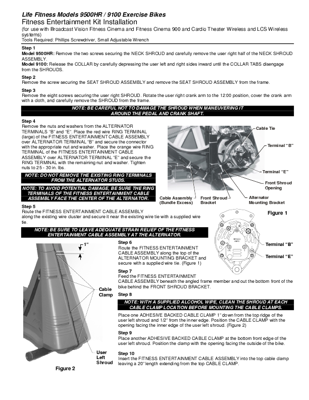 Life Fitness 9500hr Treadmill User Manual