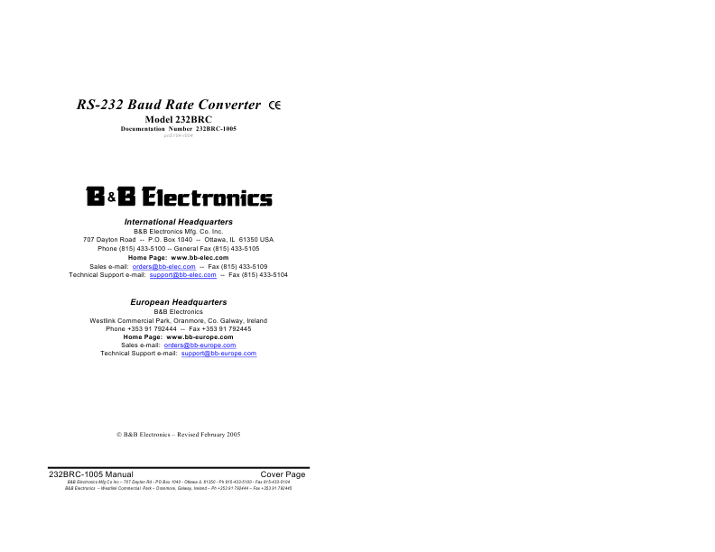 Electronics RS-232 Baud Rate Converter Product Manual ...