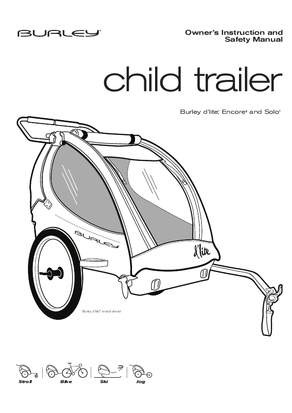 Burley Design Bicycle Trailer Owner's Instruction and Safety Manual