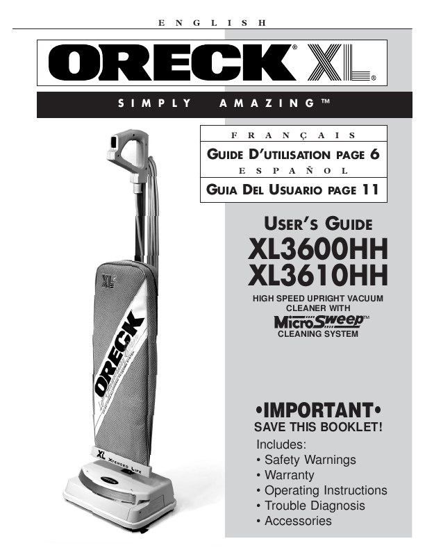 Genesis Upright Vacuum Cleaner User Manual